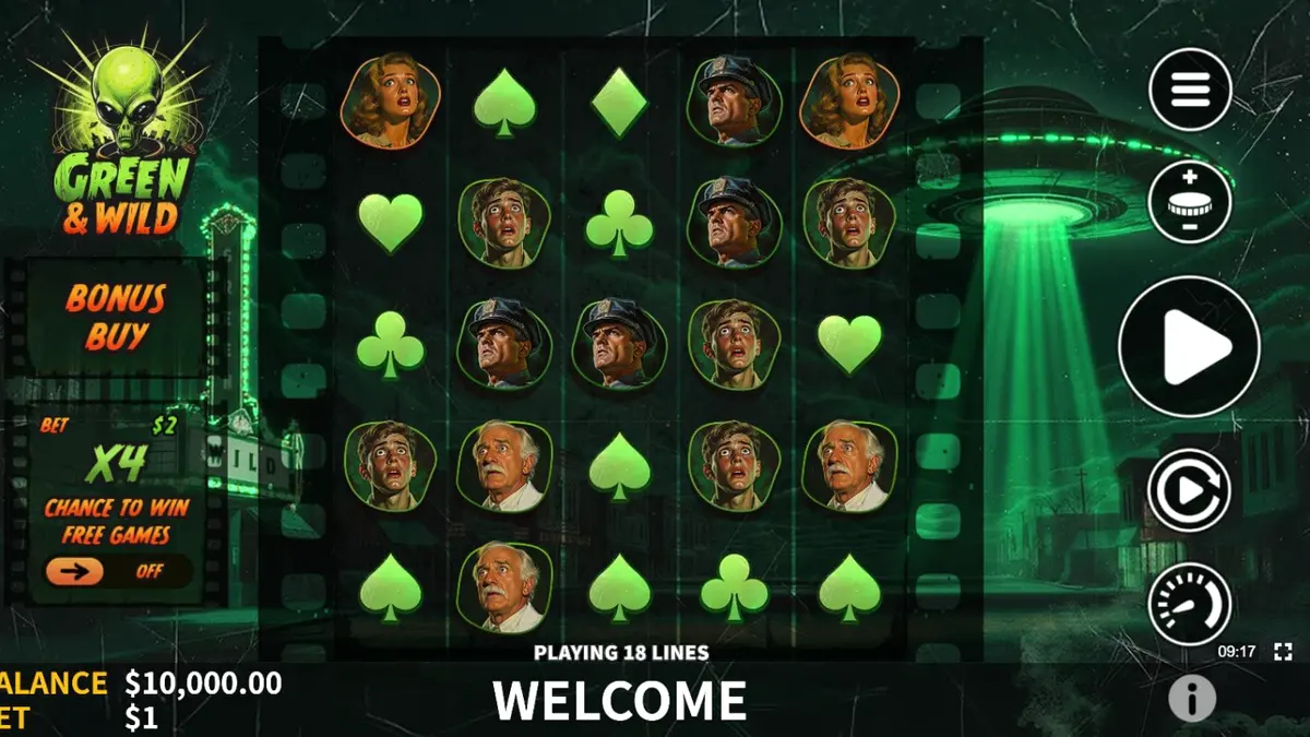 Visual hutan rimbun dan simbol alam liar dalam slot Green & Wild